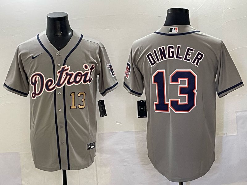 Men 2025 Detroit Tigers 13 Dingler Grey Nike MLB Jersey 04